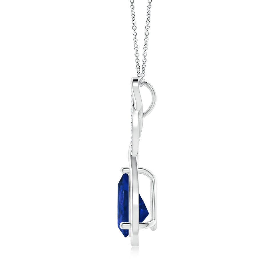 10x8mm AAA Twisted Infinity Floating Blue Sapphire Drop Pendant in P950 Platinum side 199