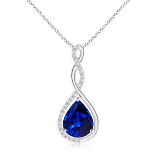 10x8mm AAAA Twisted Infinity Floating Blue Sapphire Drop Pendant in P950 Platinum