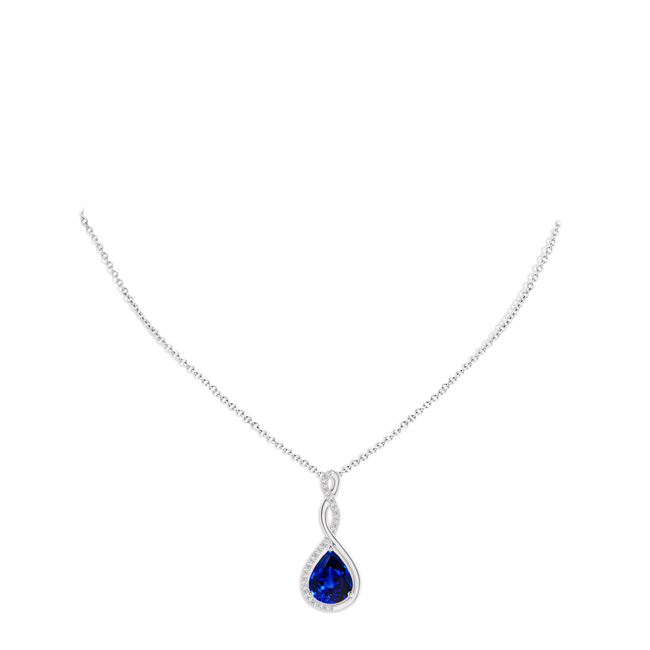 10x8mm AAAA Twisted Infinity Floating Blue Sapphire Drop Pendant in P950 Platinum pen
