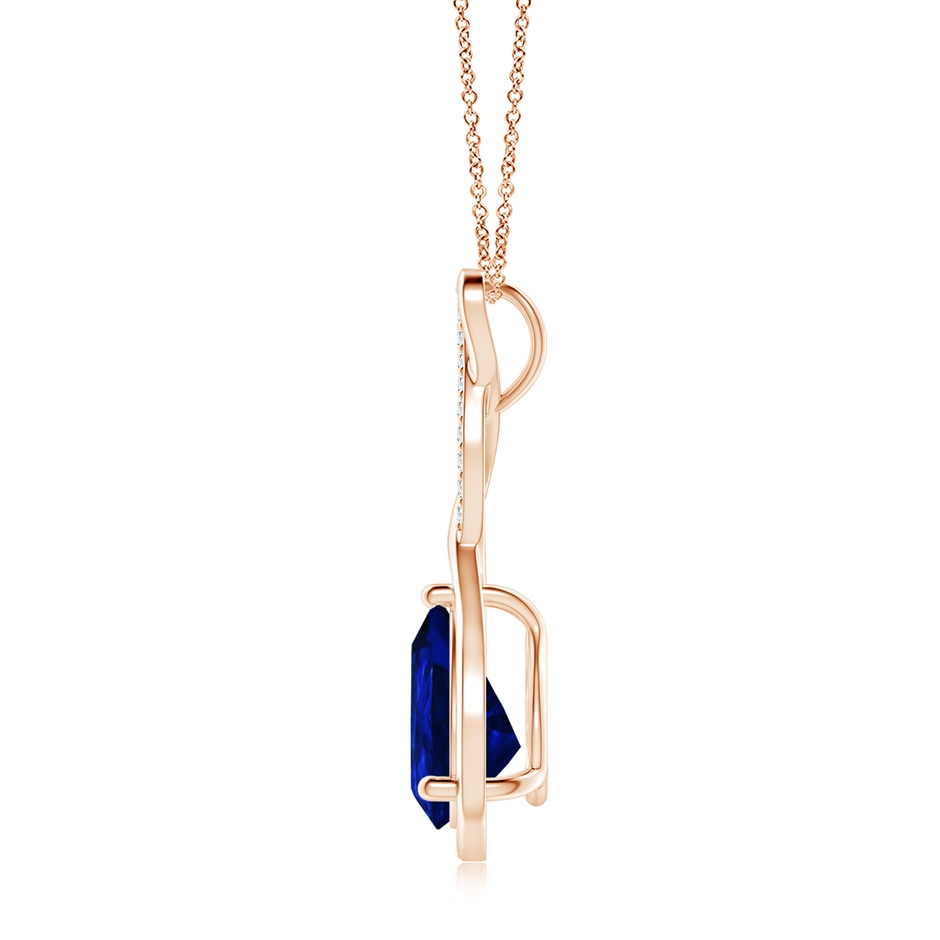 10x8mm AAAA Twisted Infinity Floating Blue Sapphire Drop Pendant in Rose Gold side 199