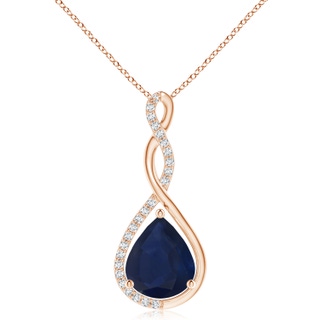 12x10mm A Twisted Infinity Floating Blue Sapphire Drop Pendant in 9K Rose Gold