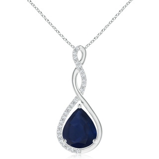 12x10mm A Twisted Infinity Floating Blue Sapphire Drop Pendant in P950 Platinum