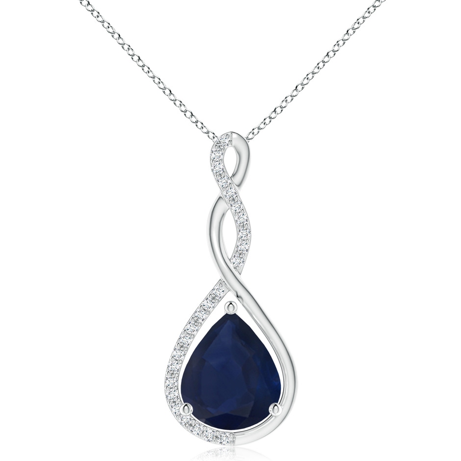 12x10mm A Twisted Infinity Floating Blue Sapphire Drop Pendant in P950 Platinum 