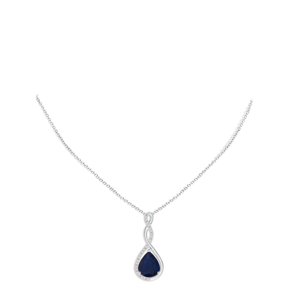 12x10mm A Twisted Infinity Floating Blue Sapphire Drop Pendant in P950 Platinum pen