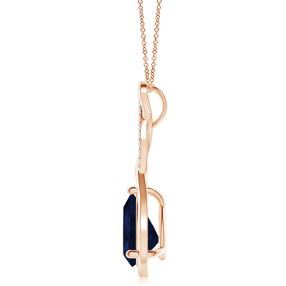 12x10mm A Twisted Infinity Floating Blue Sapphire Drop Pendant in Rose Gold side 199
