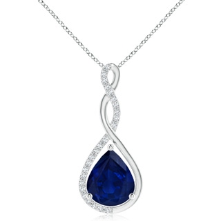 12x10mm AA Twisted Infinity Floating Blue Sapphire Drop Pendant in P950 Platinum
