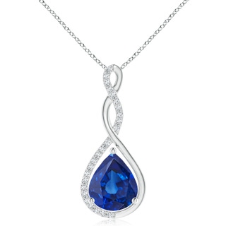 12x10mm AAA Twisted Infinity Floating Blue Sapphire Drop Pendant in P950 Platinum