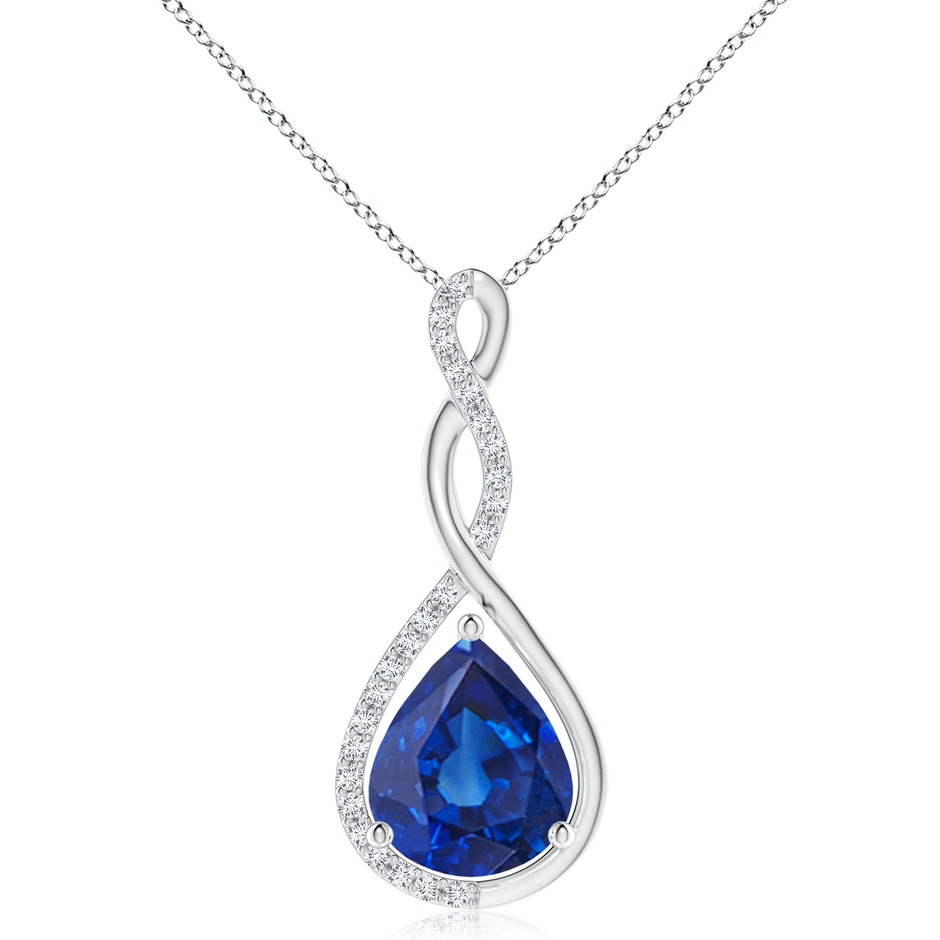 12x10mm AAA Twisted Infinity Floating Blue Sapphire Drop Pendant in P950 Platinum 