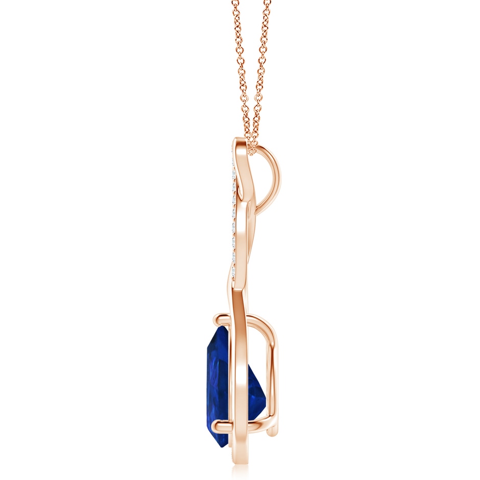 12x10mm AAA Twisted Infinity Floating Blue Sapphire Drop Pendant in Rose Gold side 199