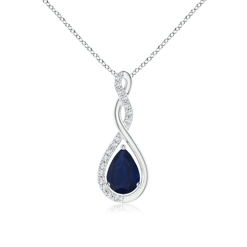 7x5mm A Twisted Infinity Floating Blue Sapphire Drop Pendant in P950 Platinum 