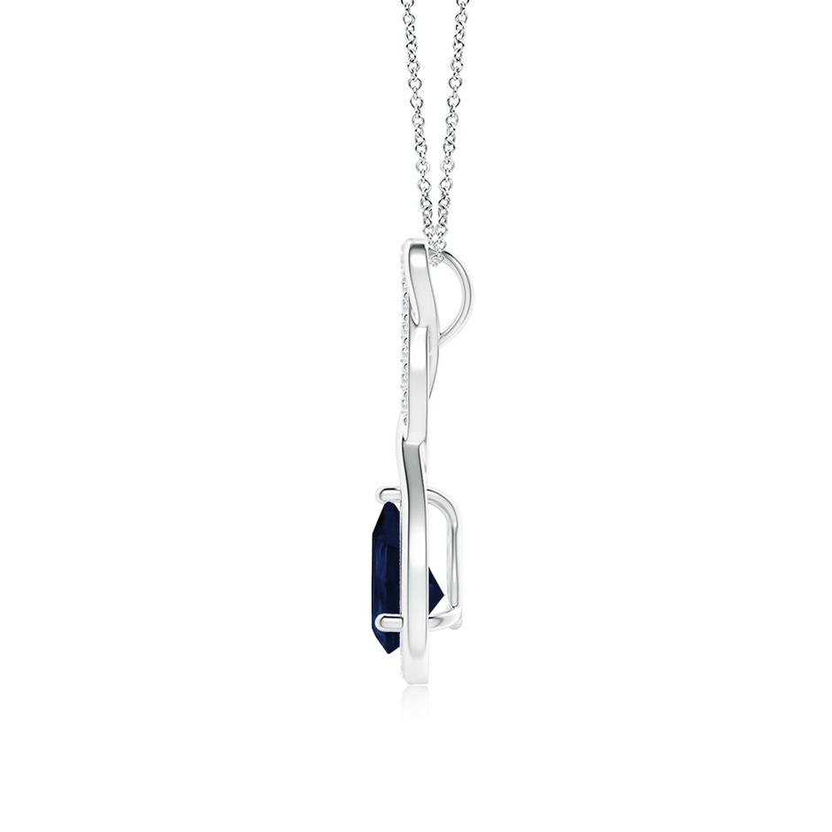 7x5mm A Twisted Infinity Floating Blue Sapphire Drop Pendant in P950 Platinum side 199