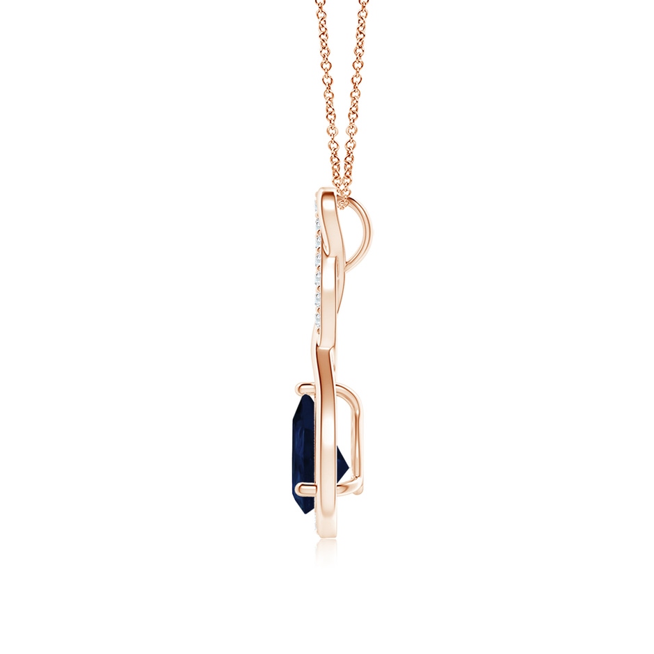 7x5mm A Twisted Infinity Floating Blue Sapphire Drop Pendant in Rose Gold side 199