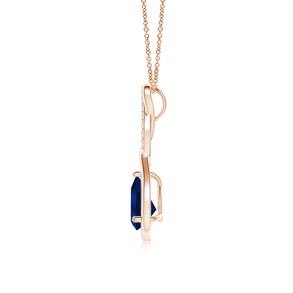 7x5mm AA Twisted Infinity Floating Blue Sapphire Drop Pendant in Rose Gold side 199