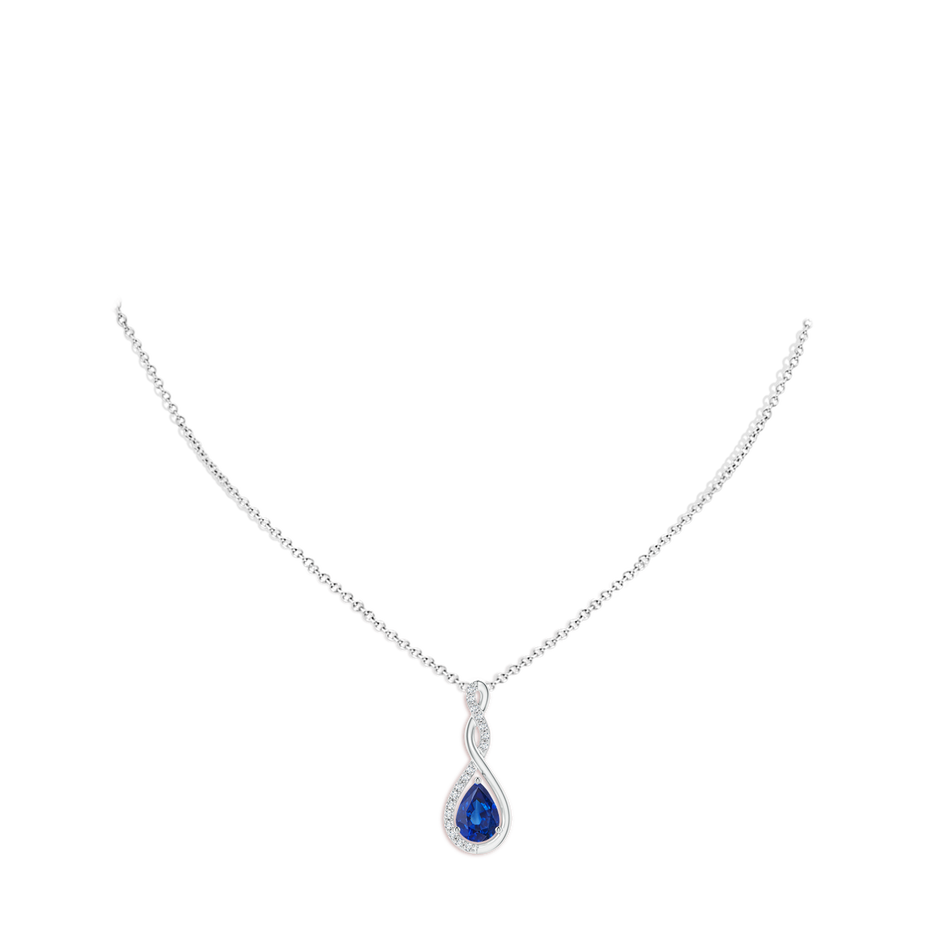 7x5mm AAA Twisted Infinity Floating Blue Sapphire Drop Pendant in P950 Platinum pen