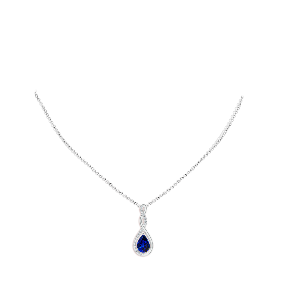 7x5mm AAAA Twisted Infinity Floating Blue Sapphire Drop Pendant in P950 Platinum pen
