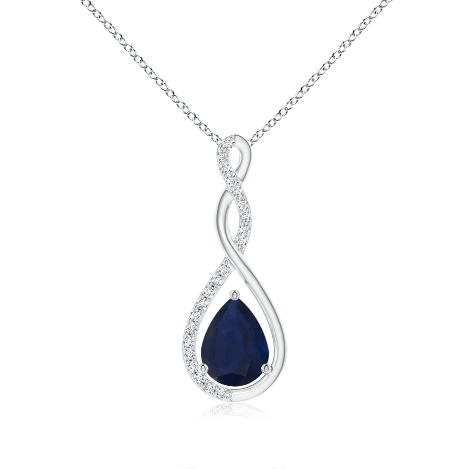 8x6mm A Twisted Infinity Floating Blue Sapphire Drop Pendant in P950 Platinum 