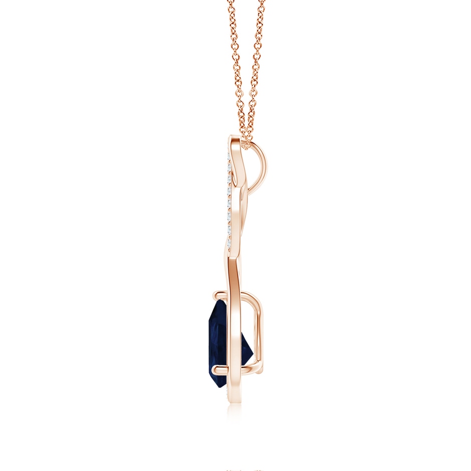 8x6mm A Twisted Infinity Floating Blue Sapphire Drop Pendant in Rose Gold side 199