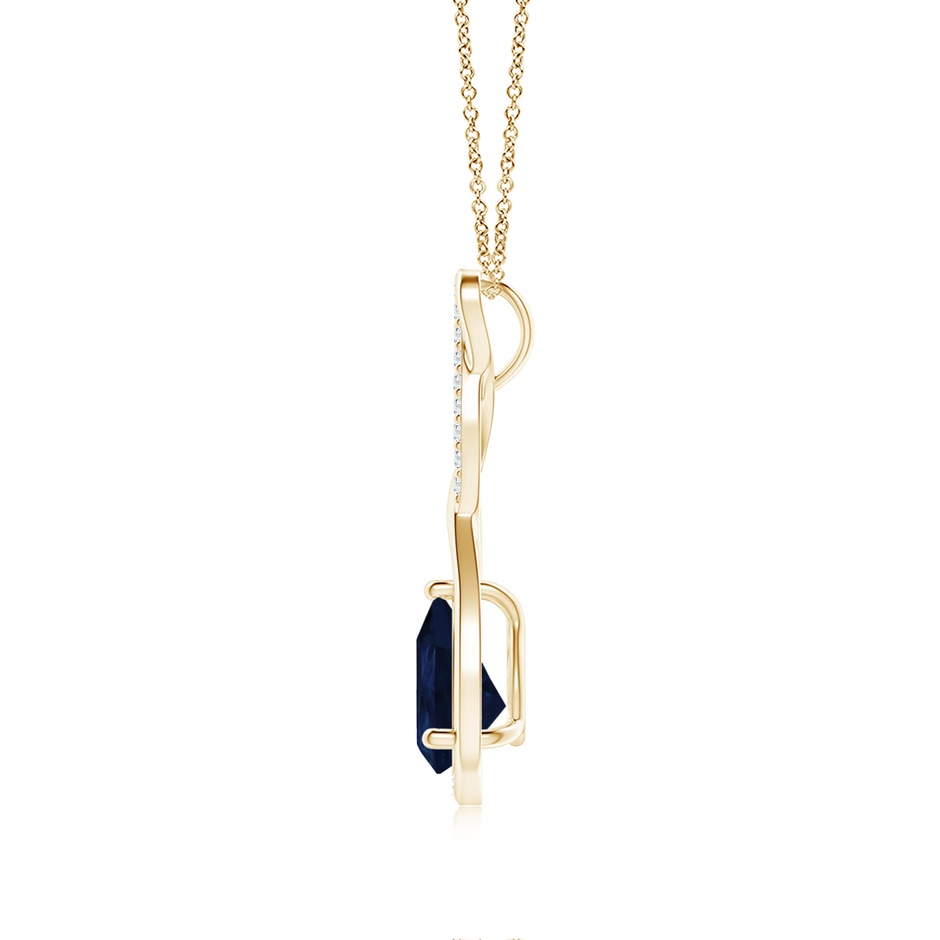 8x6mm A Twisted Infinity Floating Blue Sapphire Drop Pendant in Yellow Gold side 199