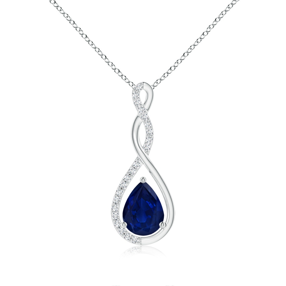 8x6mm AA Twisted Infinity Floating Blue Sapphire Drop Pendant in P950 Platinum 