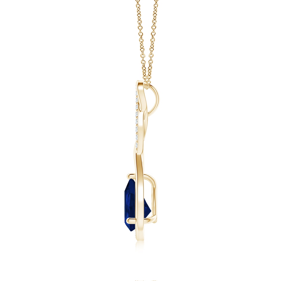 8x6mm AA Twisted Infinity Floating Blue Sapphire Drop Pendant in Yellow Gold side 199