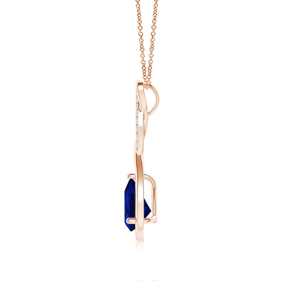 8x6mm AAAA Twisted Infinity Floating Blue Sapphire Drop Pendant in Rose Gold side 199