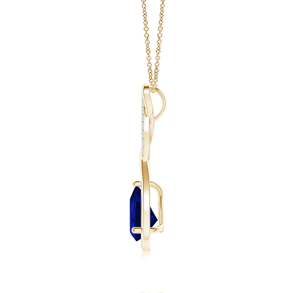 8x6mm AAAA Twisted Infinity Floating Blue Sapphire Drop Pendant in Yellow Gold side 199