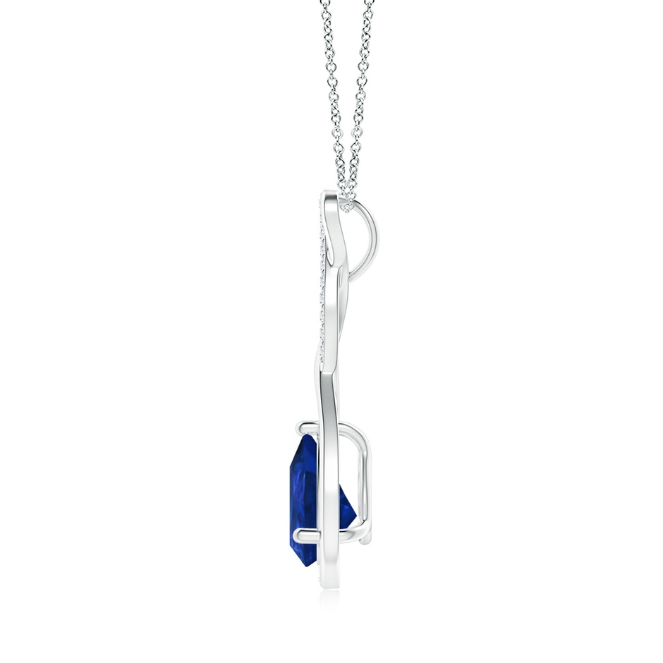 9x7mm AAA Twisted Infinity Floating Blue Sapphire Drop Pendant in P950 Platinum side 199