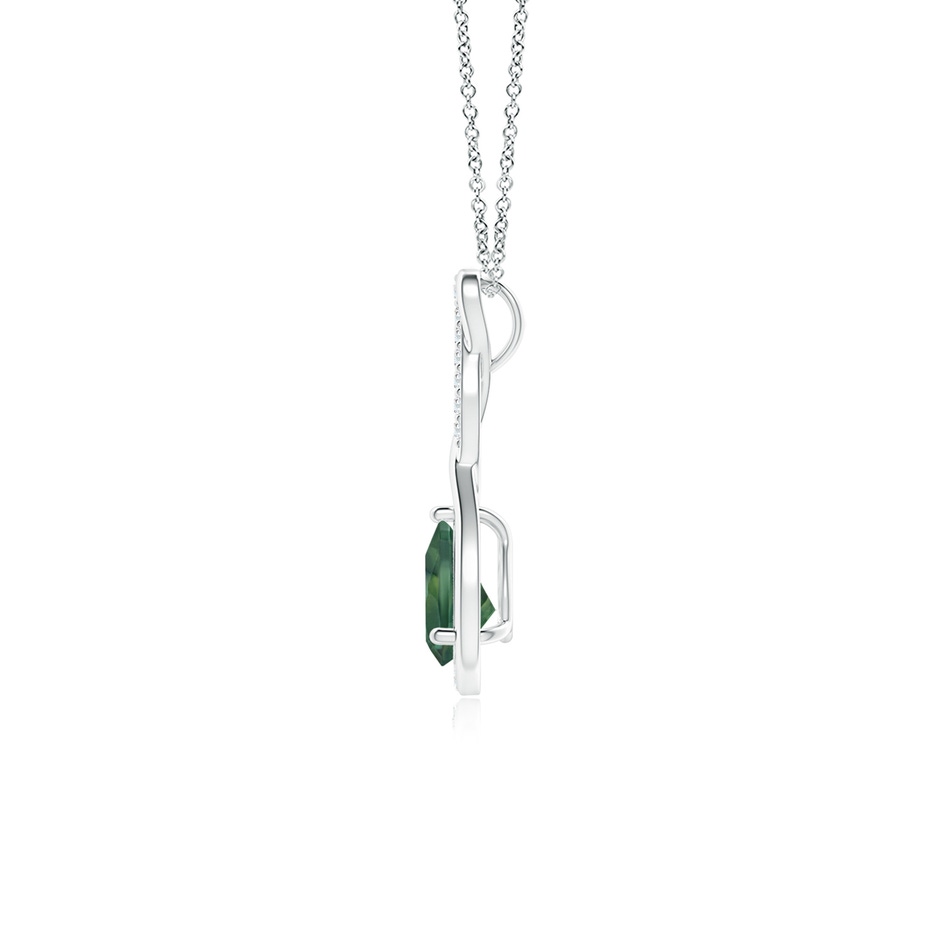 7x5mm AA Twisted Infinity Floating Teal Montana Sapphire Drop Pendant in P950 Platinum side-1