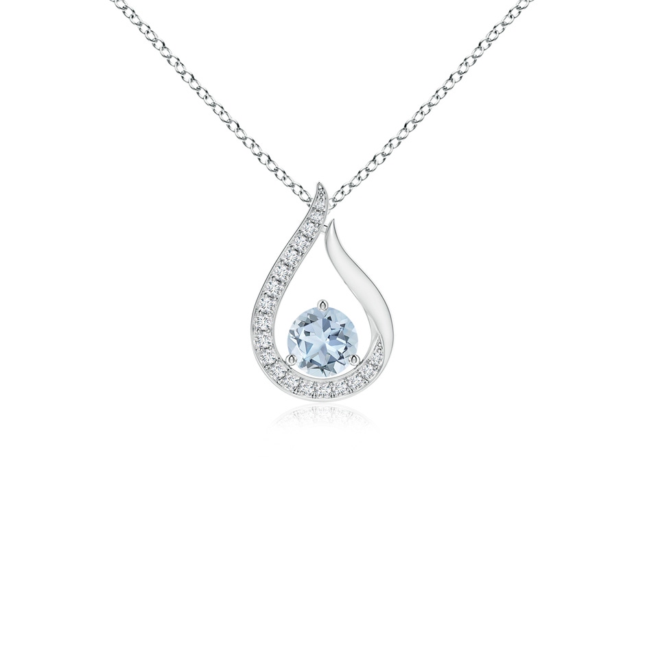 4mm A Floating Aquamarine Tulip Pendant with Diamonds in 9K White Gold 