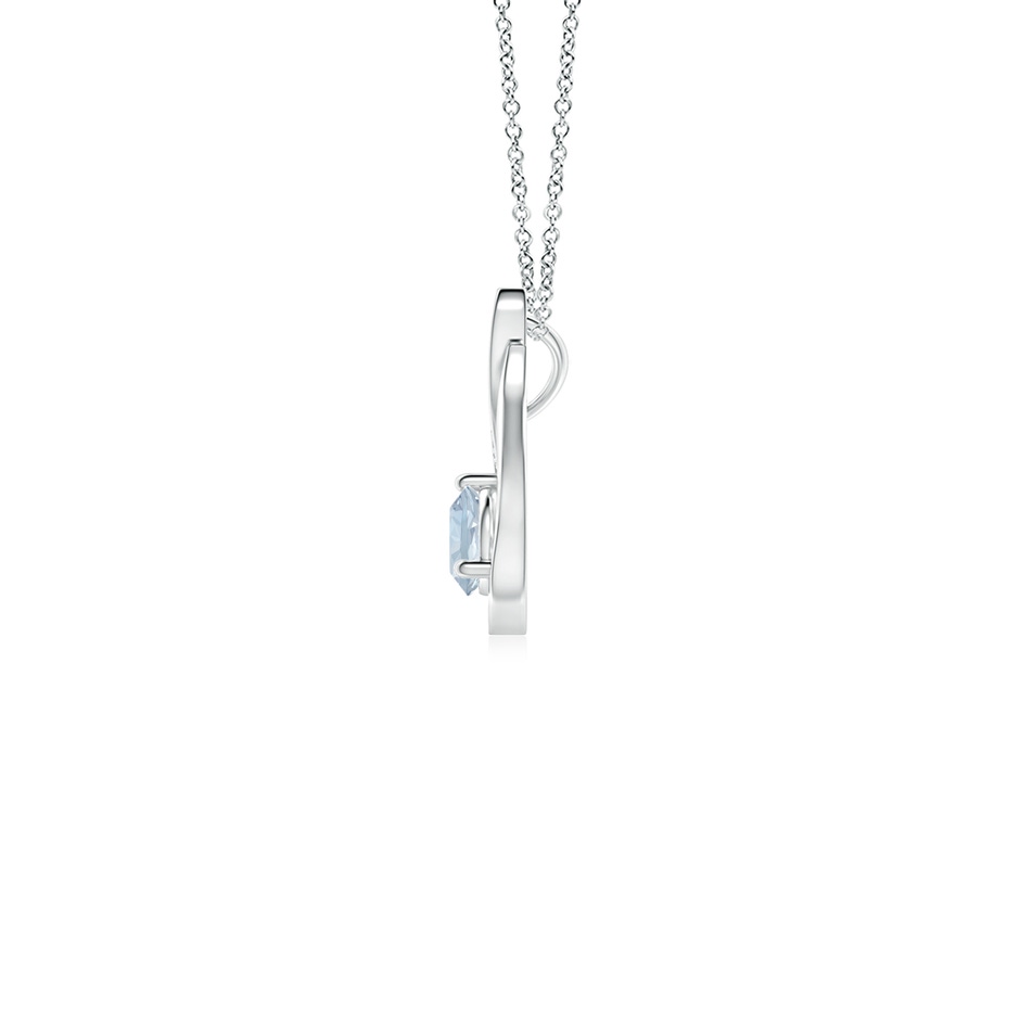 4mm A Floating Aquamarine Tulip Pendant with Diamonds in 9K White Gold side 199