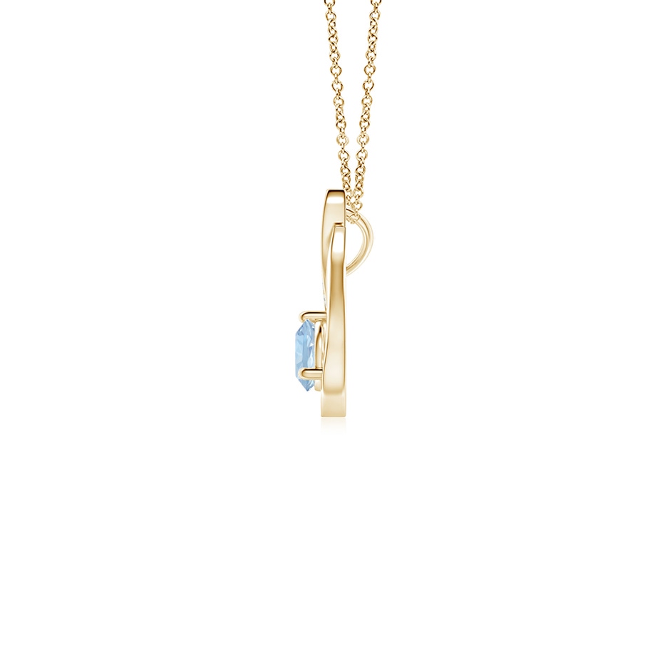 4mm AA Floating Aquamarine Tulip Pendant with Diamonds in Yellow Gold side 199