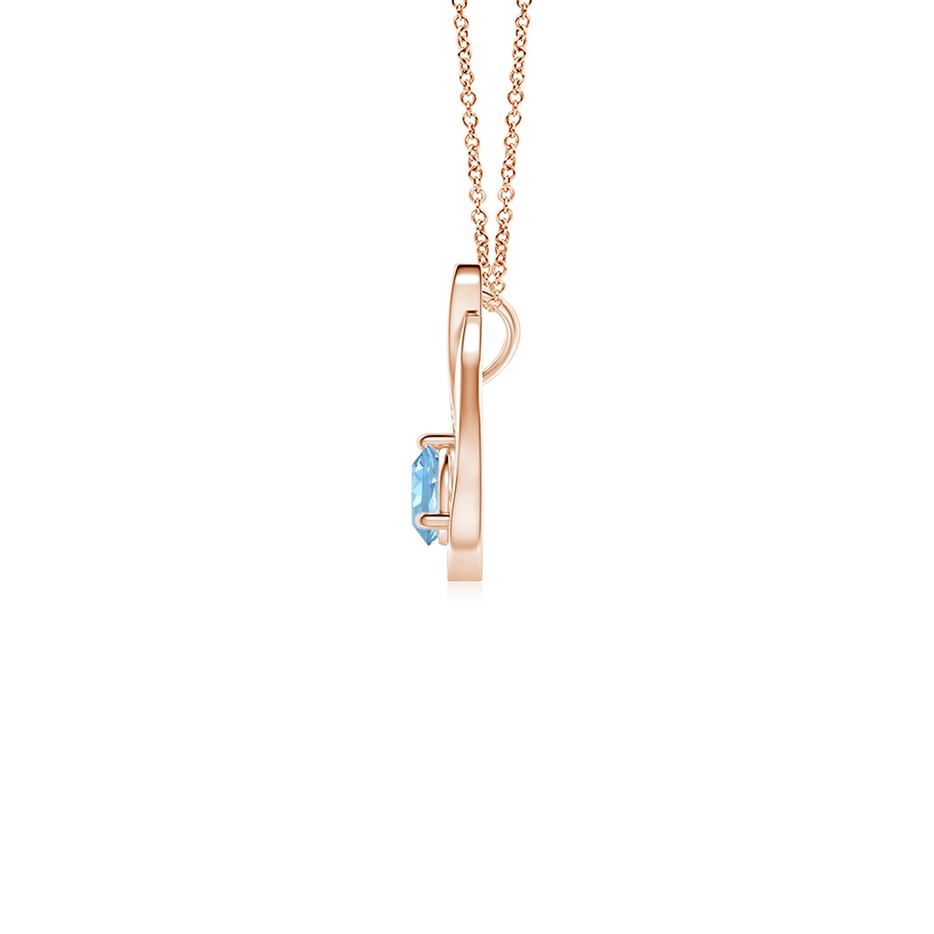 4mm AAAA Floating Aquamarine Tulip Pendant with Diamonds in Rose Gold Side 199