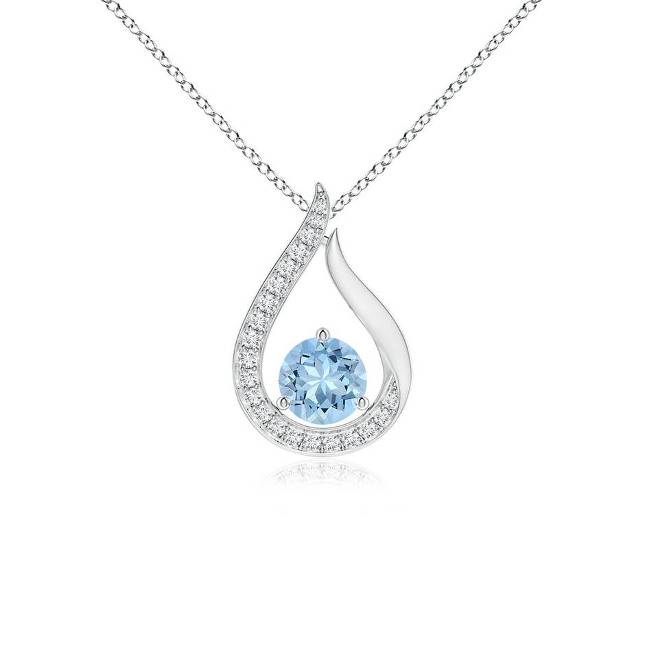 5mm AAA Floating Aquamarine Tulip Pendant with Diamonds in White Gold 