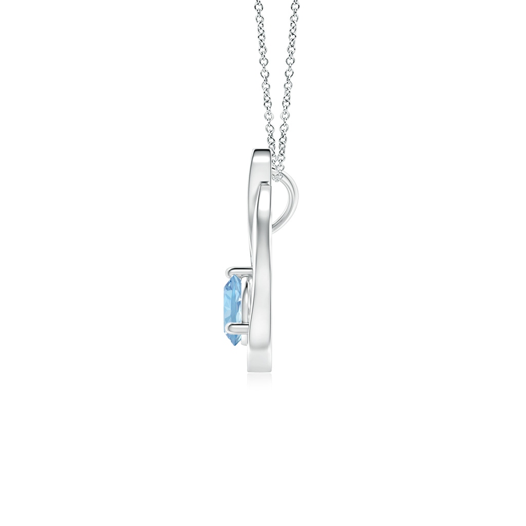 5mm AAA Floating Aquamarine Tulip Pendant with Diamonds in White Gold - side 199