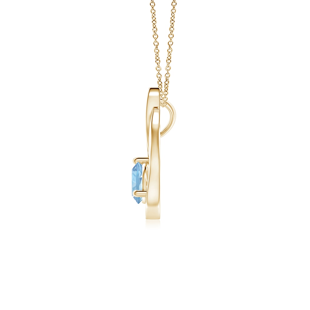 5mm AAA Floating Aquamarine Tulip Pendant with Diamonds in Yellow Gold - side 199