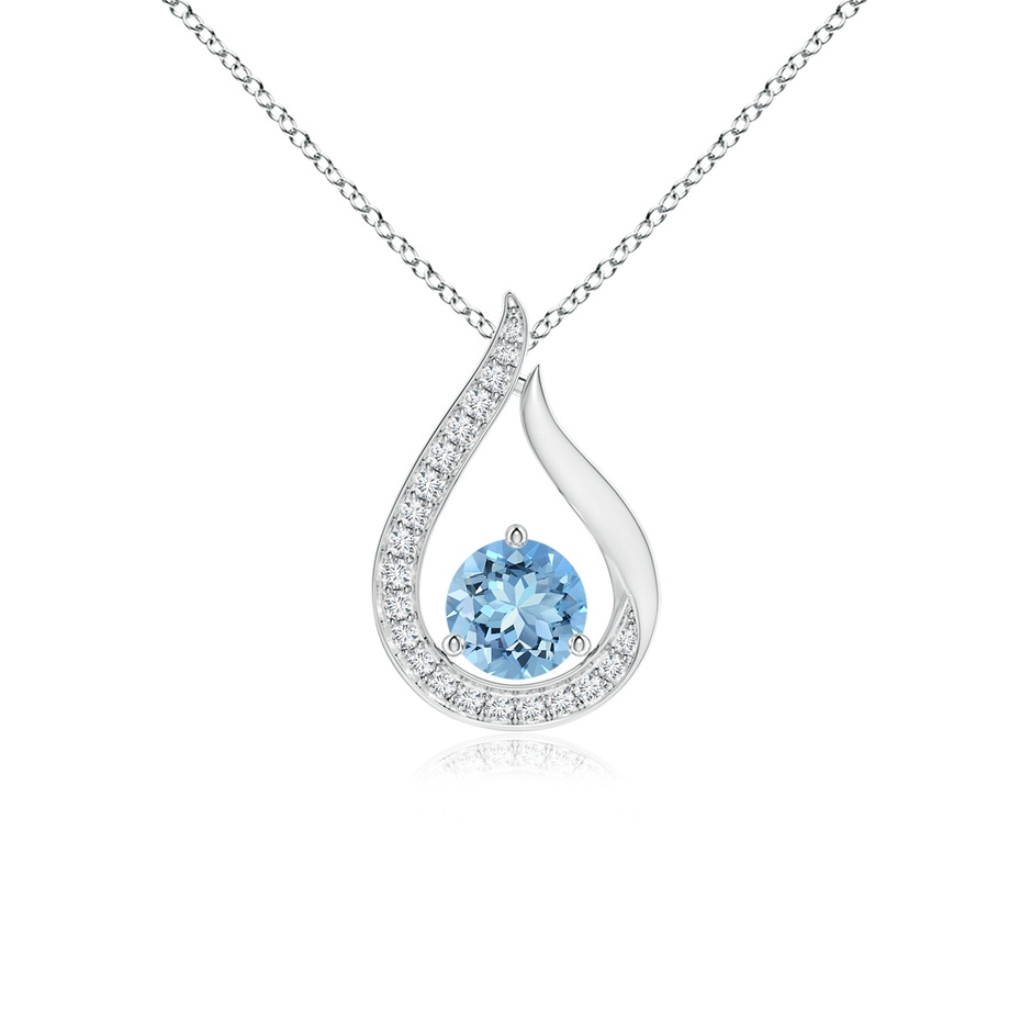 5mm AAAA Floating Aquamarine Tulip Pendant with Diamonds in White Gold 