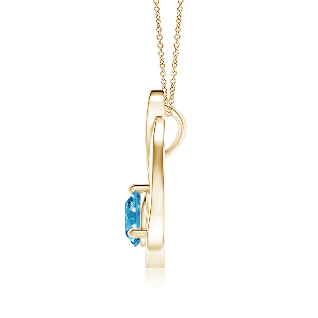 6.1mm AAAA Floating Fancy Intense Blue Diamond Tulip Pendant in Yellow Gold - side 199