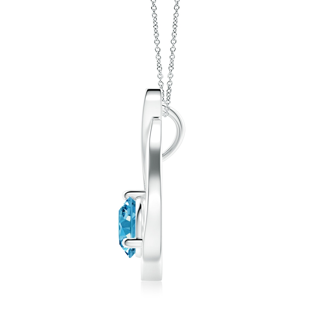 7mm AAAA Floating Fancy Intense Blue Diamond Tulip Pendant in White Gold - side 199