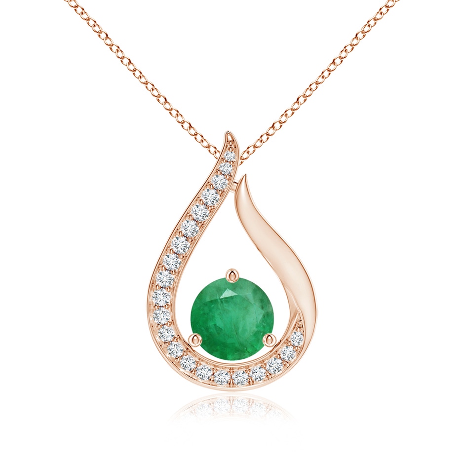 6mm A Floating Emerald Tulip Pendant with Diamonds in Rose Gold 
