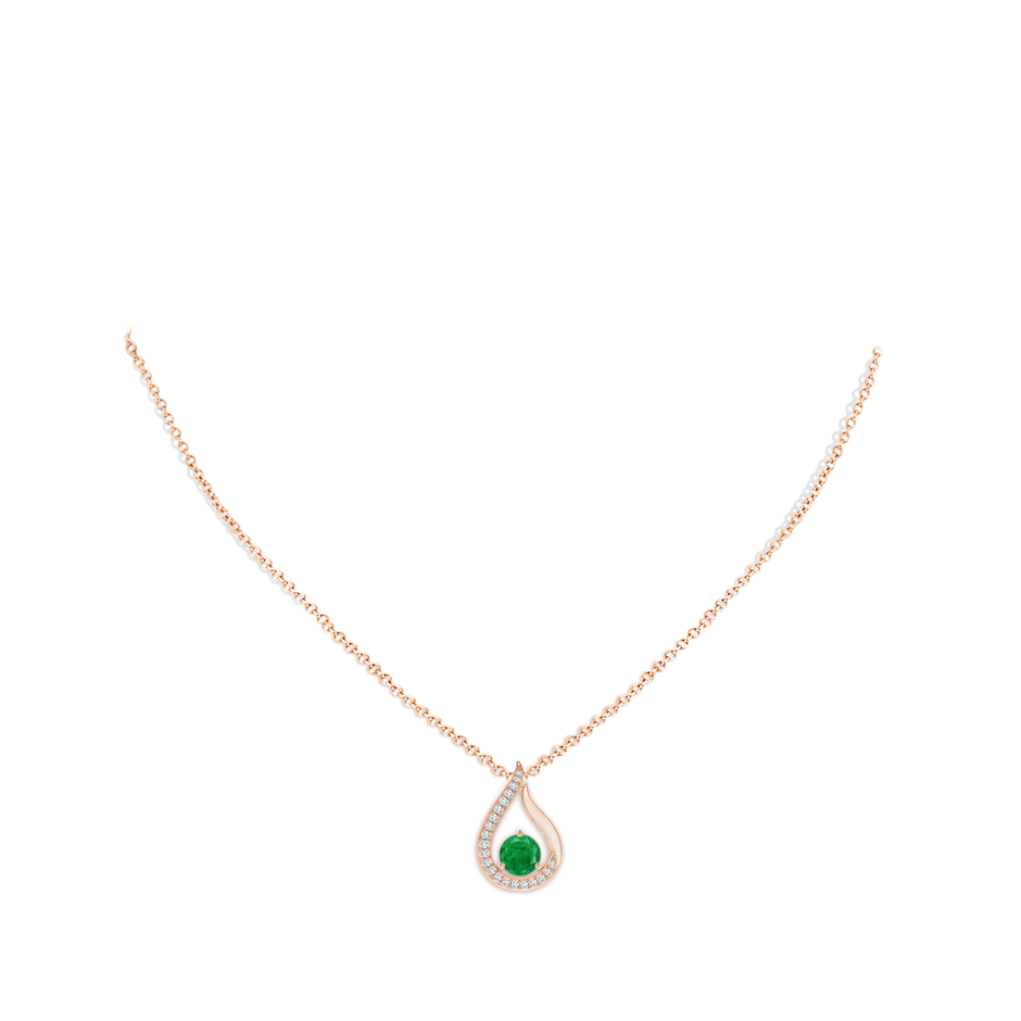 6mm AA Floating Emerald Tulip Pendant with Diamonds in Rose Gold pen