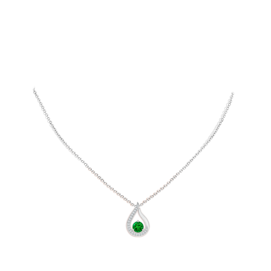 6mm AAAA Floating Emerald Tulip Pendant with Diamonds in P950 Platinum pen