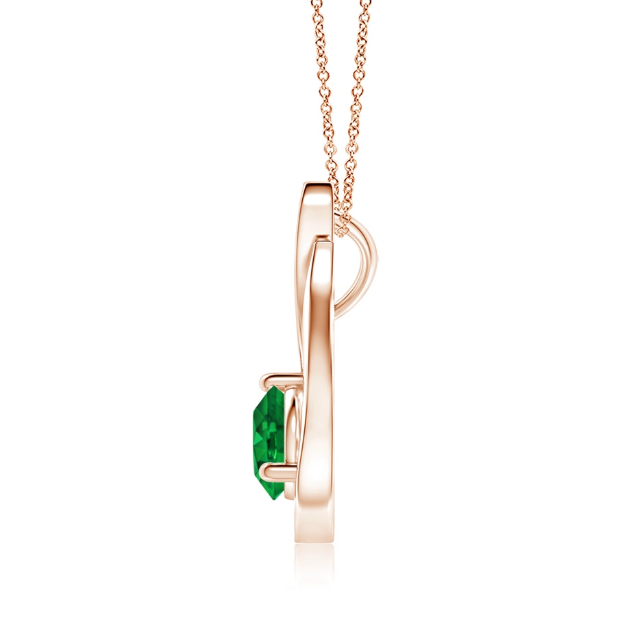 6mm AAAA Floating Emerald Tulip Pendant with Diamonds in Rose Gold side 199