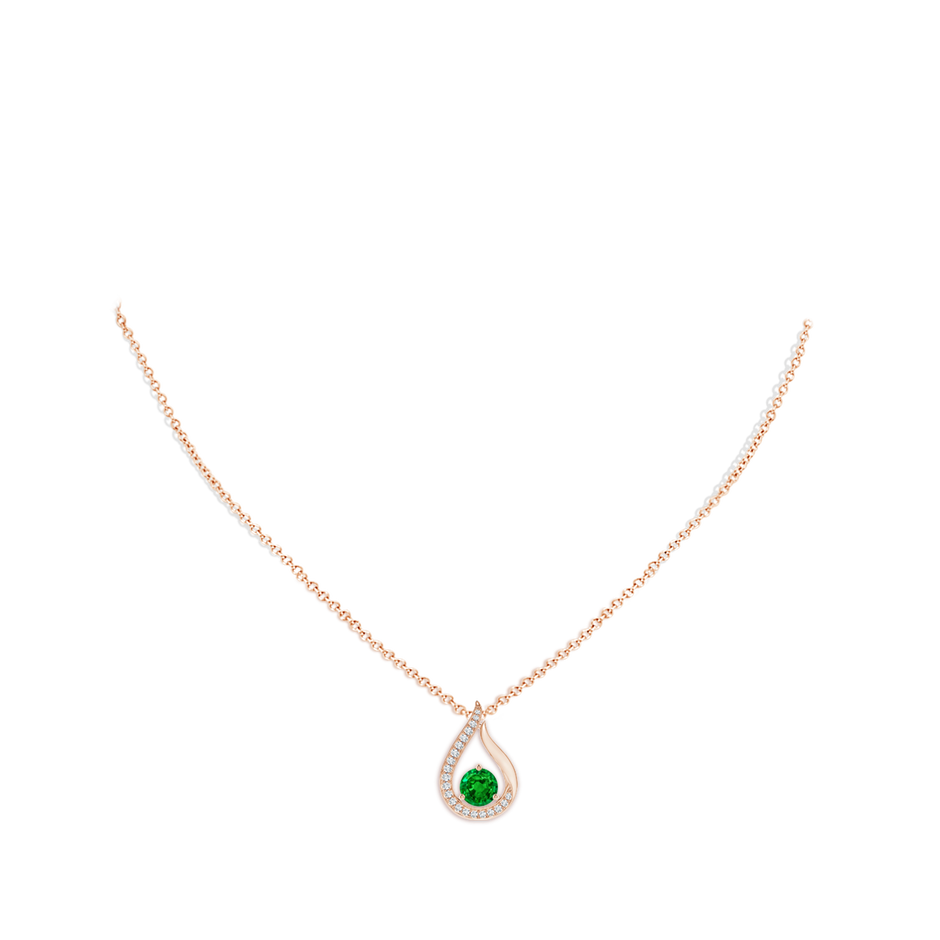 6mm AAAA Floating Emerald Tulip Pendant with Diamonds in Rose Gold pen