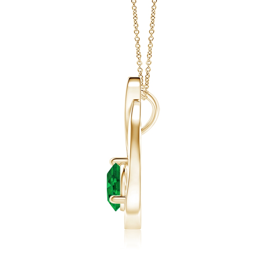 6mm AAAA Floating Emerald Tulip Pendant with Diamonds in Yellow Gold side 199