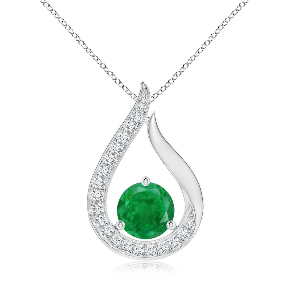 7mm AA Floating Emerald Tulip Pendant with Diamonds in P950 Platinum 