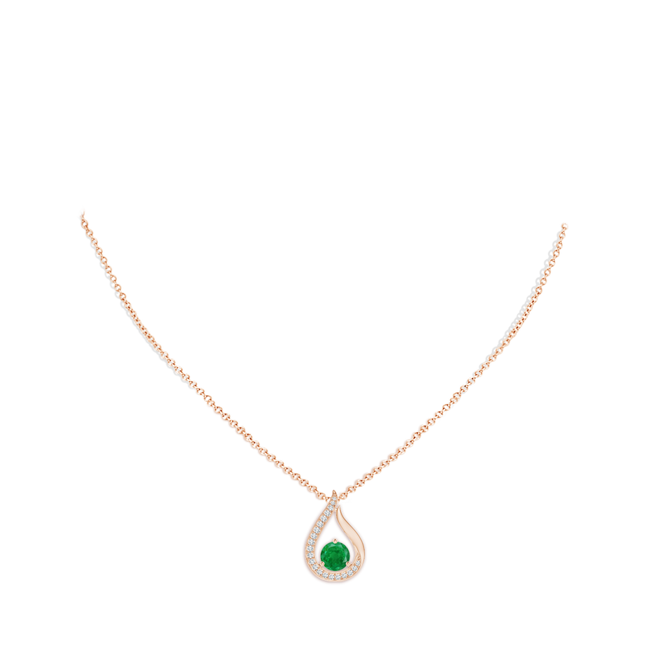 7mm AA Floating Emerald Tulip Pendant with Diamonds in Rose Gold pen