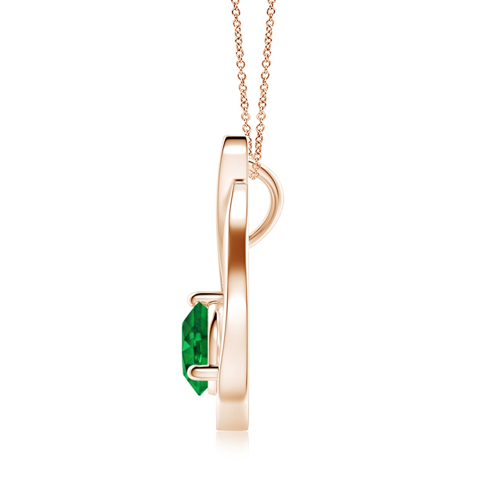 7mm AAAA Floating Emerald Tulip Pendant with Diamonds in Rose Gold side 199