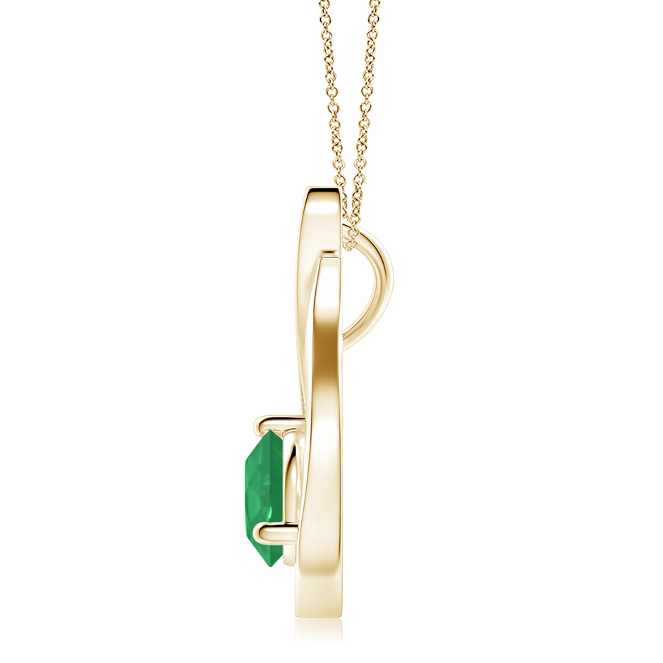8mm A Floating Emerald Tulip Pendant with Diamonds in Yellow Gold side 199