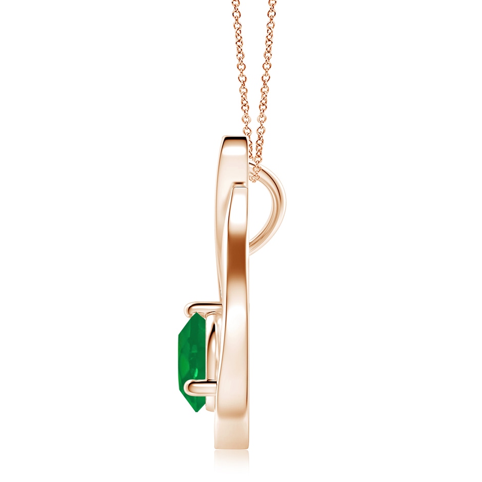 8mm AA Floating Emerald Tulip Pendant with Diamonds in Rose Gold side 199