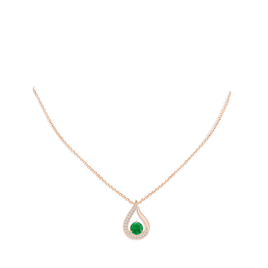 8mm AA Floating Emerald Tulip Pendant with Diamonds in Rose Gold pen